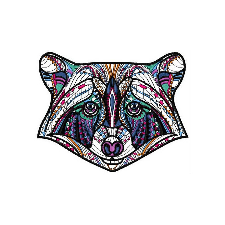 Mosaic raccoon embroidery design - Embroidery Design
