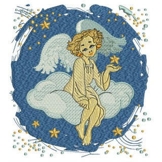 Angel on cloud embroidery design - Embroidery Design