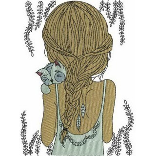 Girl's hairstyle embroidery design - Embroidery Design