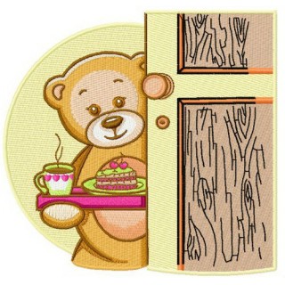 Teddy's tea time embroidery design - Embroidery Design