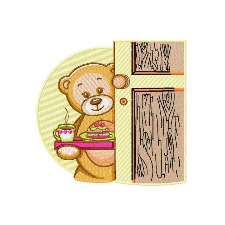 Teddy's tea time embroidery design - Embroidery Design