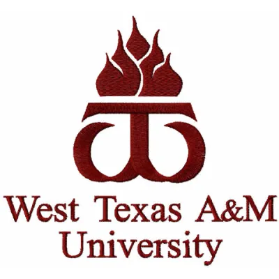 West Texas University logo embroidery design, showcasing intricate stitching for apparel and accessories.