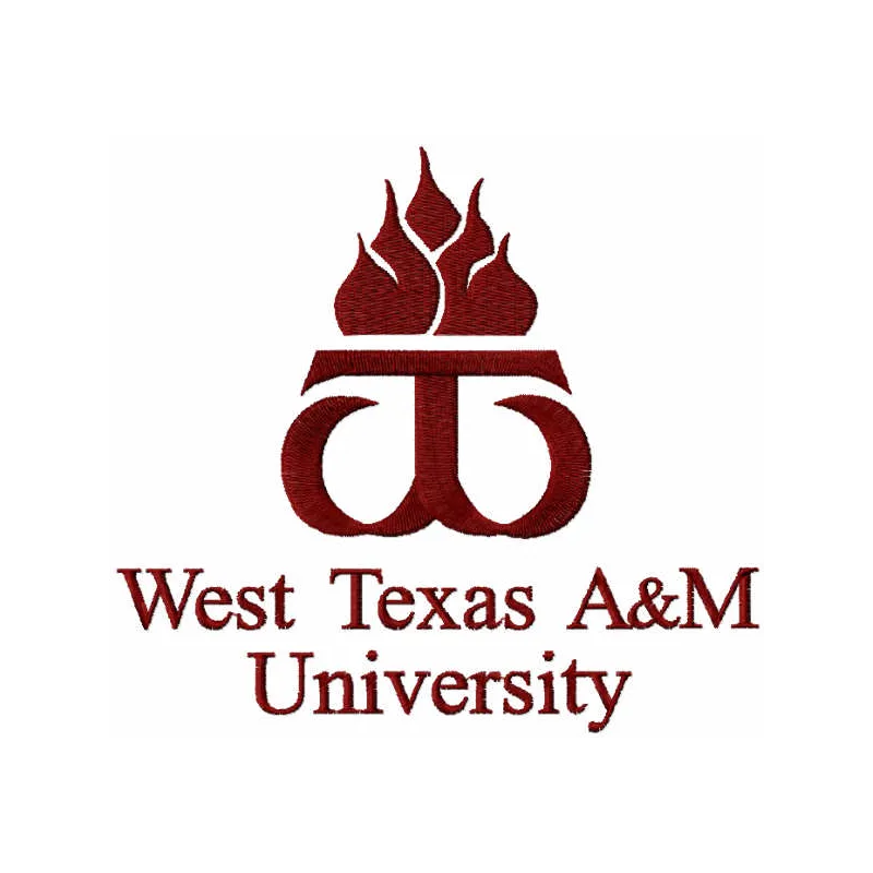West Texas University logo embroidery design, showcasing intricate stitching for apparel and accessories.