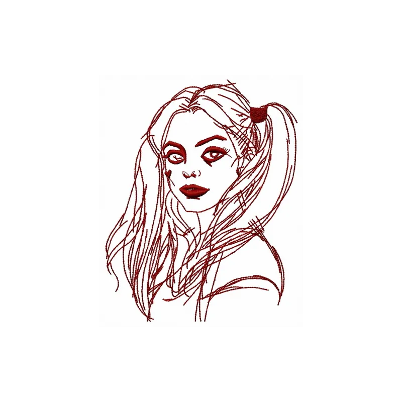 Harley Quinn 2 embroidery design showcasing a vibrant and playful stitched motif inspired by the Suicide Squad.