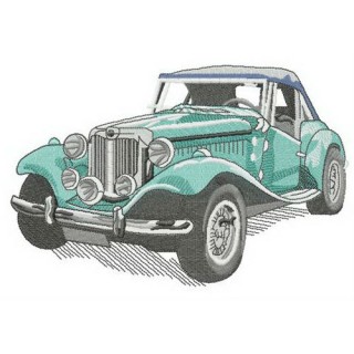 Retro green car embroidery design - Embroidery Design