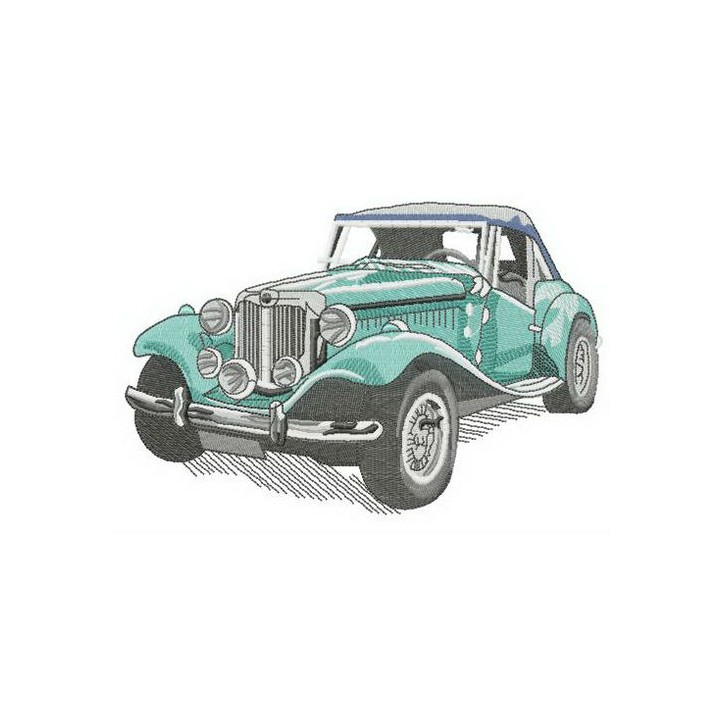 Retro green car embroidery design - Embroidery Design