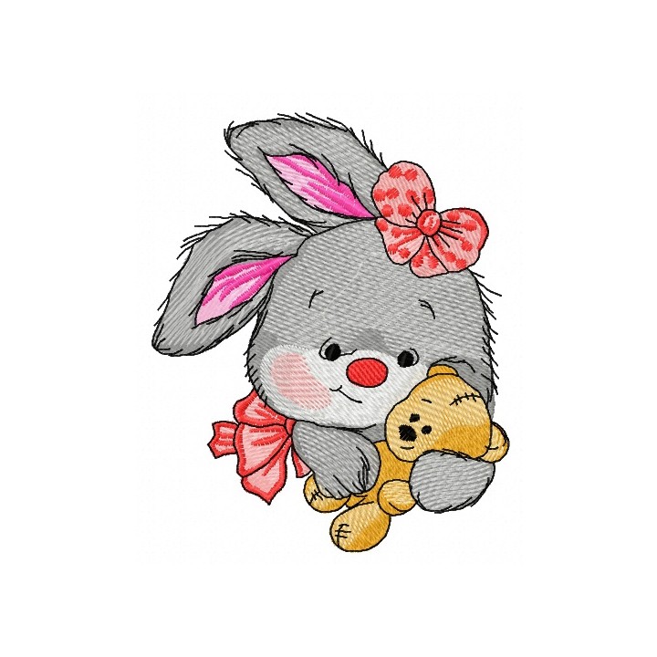 Cute bunny girl 2 embroidery design - Embroidery Design