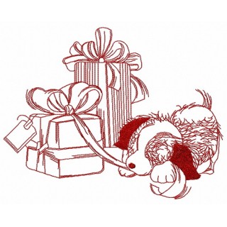 Presents for puppy 2 embroidery design - Embroidery Design