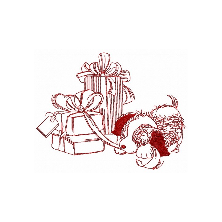 Presents for puppy 2 embroidery design - Embroidery Design