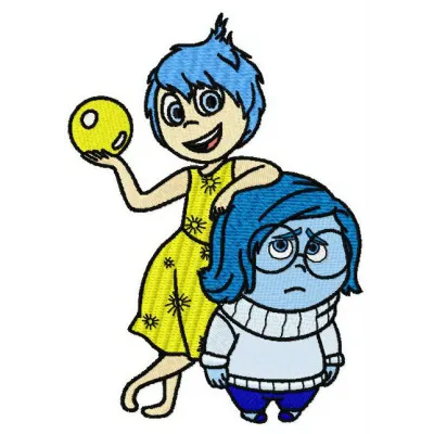 Preview of the Joy and Sadness 2 embroidery design from the Inside Out collection, showcasing expressive motifs.