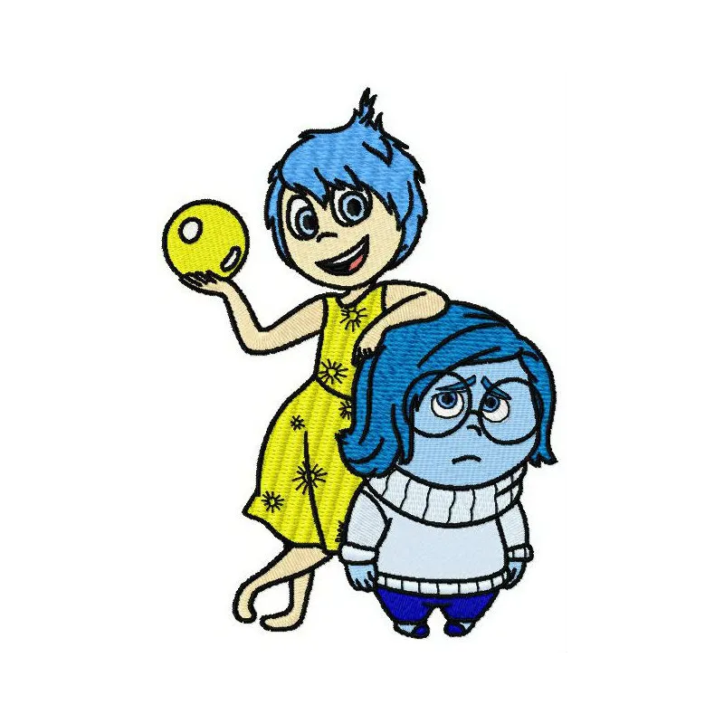 Preview of the Joy and Sadness 2 embroidery design from the Inside Out collection, showcasing expressive motifs.