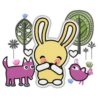 Bunny laughs embroidery design - Embroidery Design