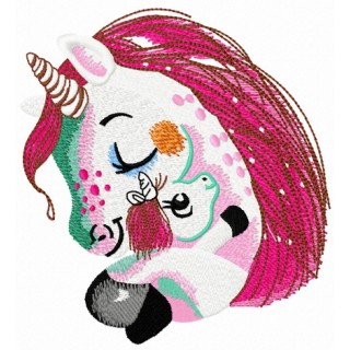 Unicorn with unicorn toy embroidery design - Embroidery Design