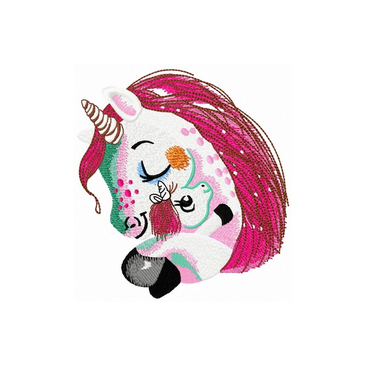 Unicorn with unicorn toy embroidery design - Embroidery Design