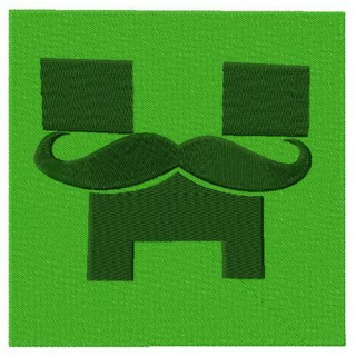 Creeper with mustache embroidery design - Embroidery Design