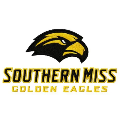 Embroidery design of Southern Miss Golden Eagles logo, ideal for stitching on apparel and accessories.