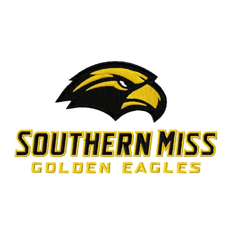 Embroidery design of Southern Miss Golden Eagles logo, ideal for stitching on apparel and accessories.