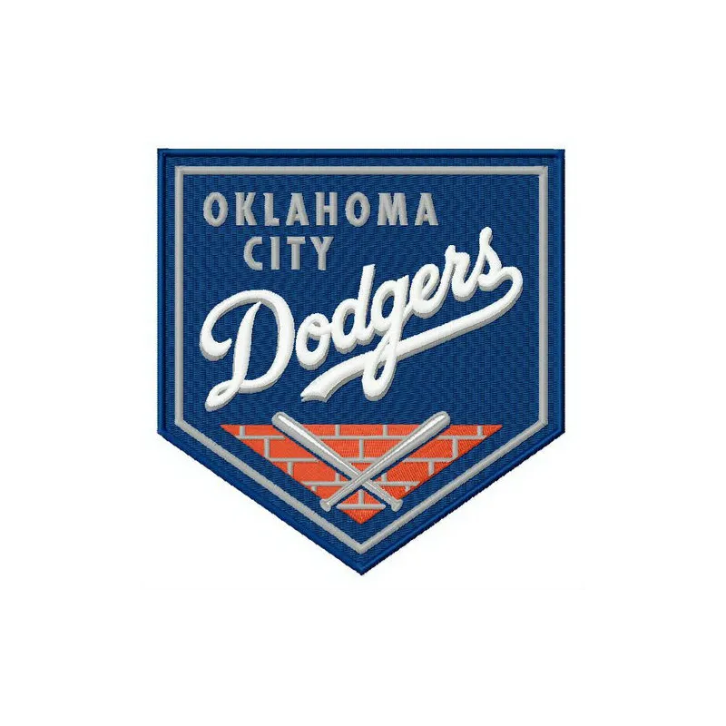 Oklahoma City Dodgers logo embroidery design showcasing vibrant stitching patterns for baseball enthusiasts.