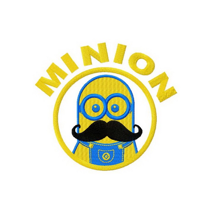 Minion with mustache embroidery design - Embroidery Design