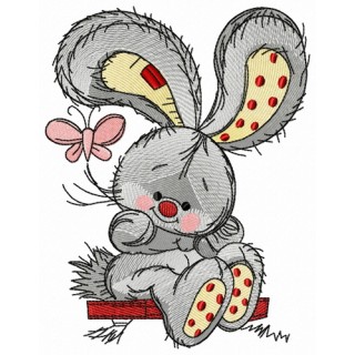 Bunny swinging on teeter 5 embroidery design - Embroidery Design