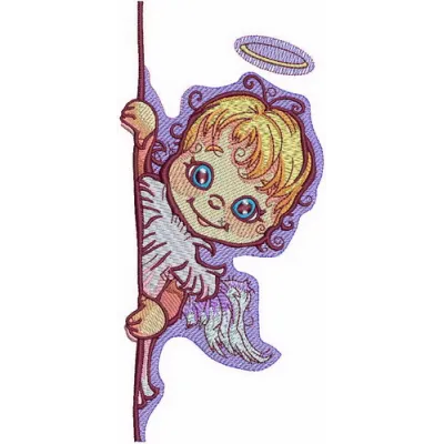 Preview of the Prankish Angel embroidery design featuring a whimsical angel motif for creative stitching projects.