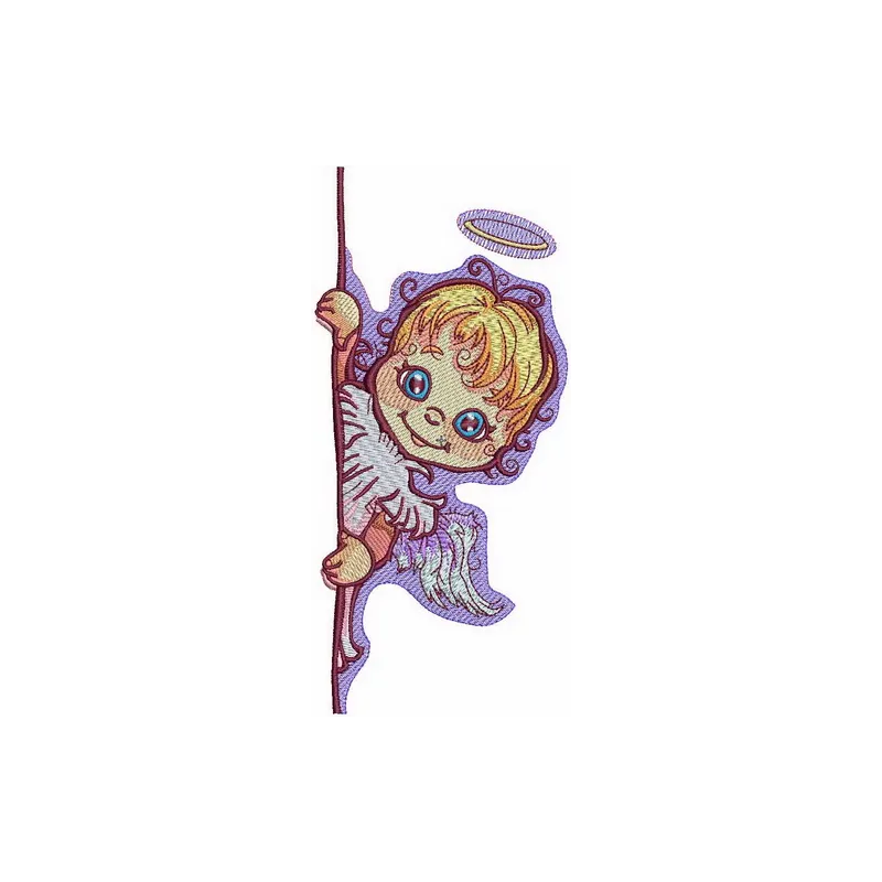 Preview of the Prankish Angel embroidery design featuring a whimsical angel motif for creative stitching projects.