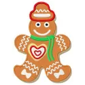 Gingerbread snowman embroidery design showcasing a whimsical stitched motif for festive crafting projects.