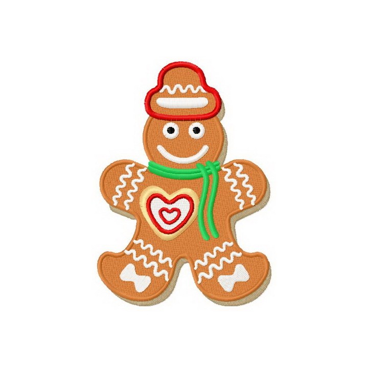 Gingerbread snowman embroidery design - Embroidery Design