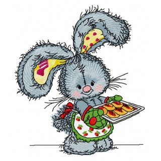 Bunny baking cookies 2 embroidery design - Embroidery Design