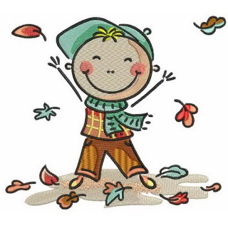Autumn boy embroidery design - Embroidery Design