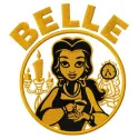 Belle embroidery design inspired by Beauty and the Beast, showcasing intricate stitching patterns for creative projects.
