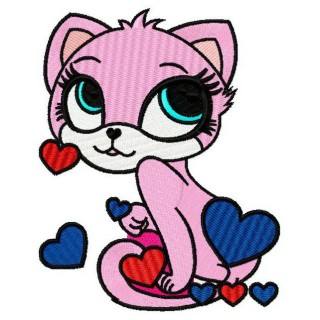 British pink cat 3 embroidery design - Embroidery Design