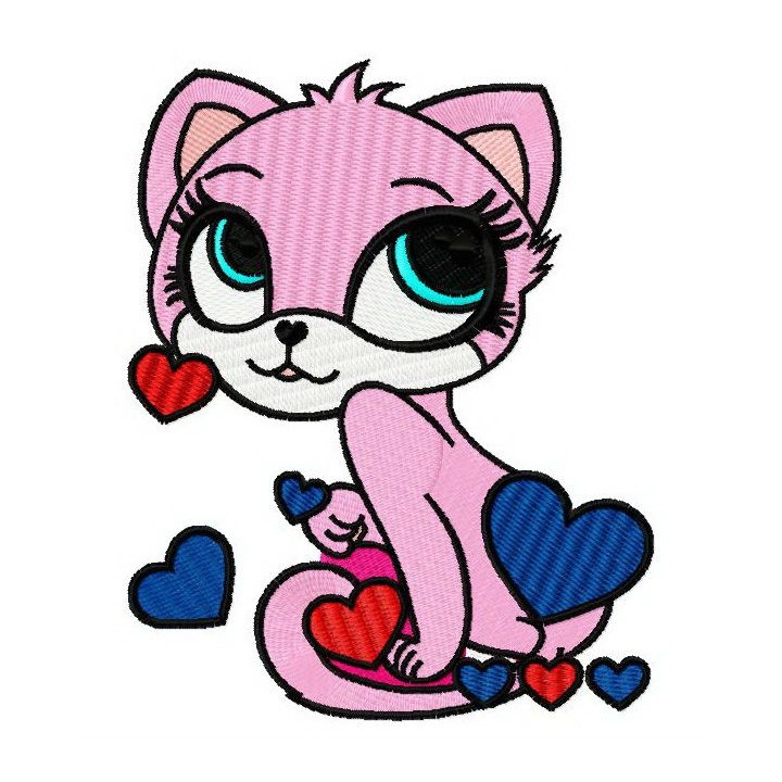 British pink cat 3 embroidery design - Embroidery Design