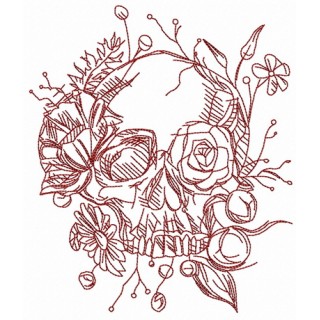 Skull overgrown with flowers 3 embroidery design - Embroidery Design