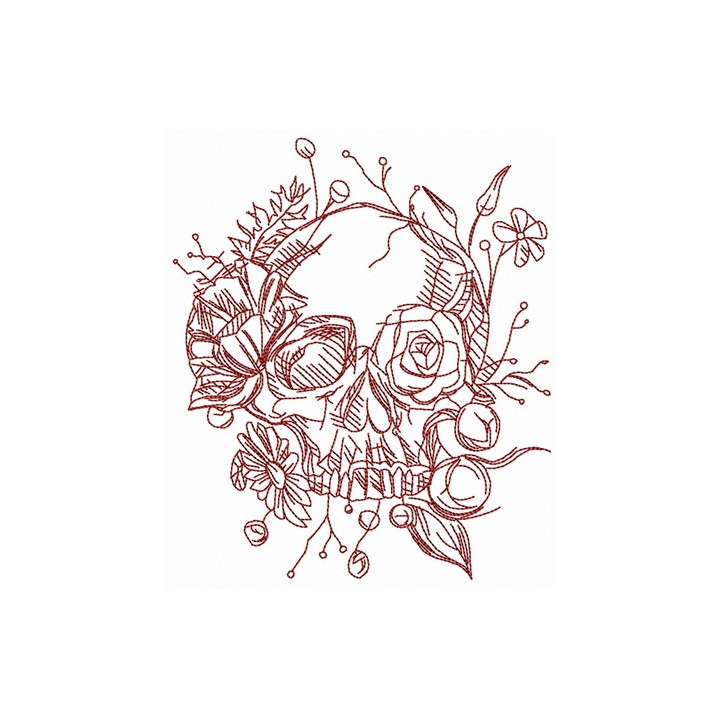 Skull overgrown with flowers 3 embroidery design - Embroidery Design