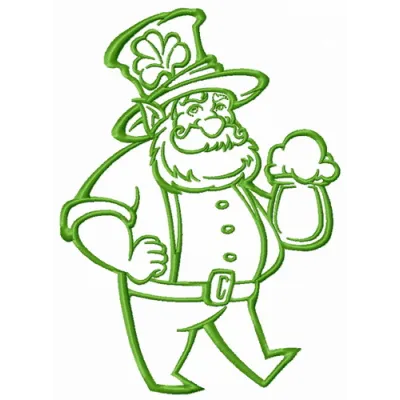 Leprechaun 4 embroidery design showcasing a whimsical leprechaun perfect for St. Patrick's Day projects.