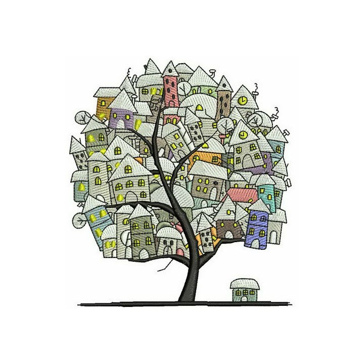 Tree town embroidery design - Embroidery Design
