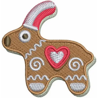 Gingerbread deer embroidery design showcasing a festive stitched motif ideal for holiday projects.