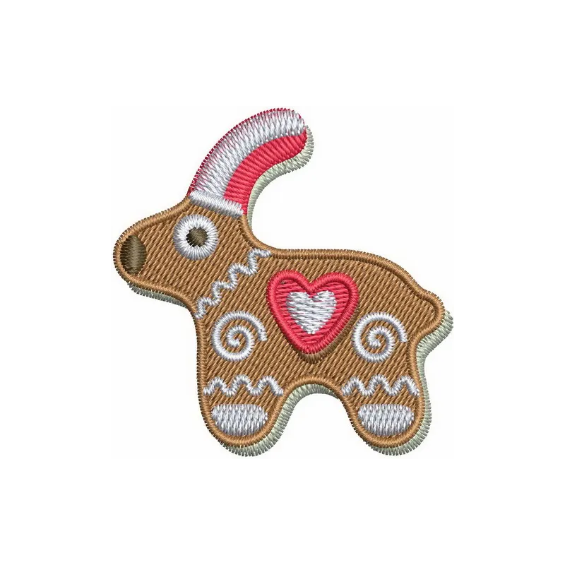 Gingerbread deer embroidery design showcasing a festive stitched motif ideal for holiday projects.