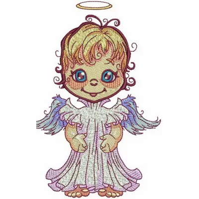 Preview of a cute angel embroidery design featuring delicate details, perfect for embellishing various projects.