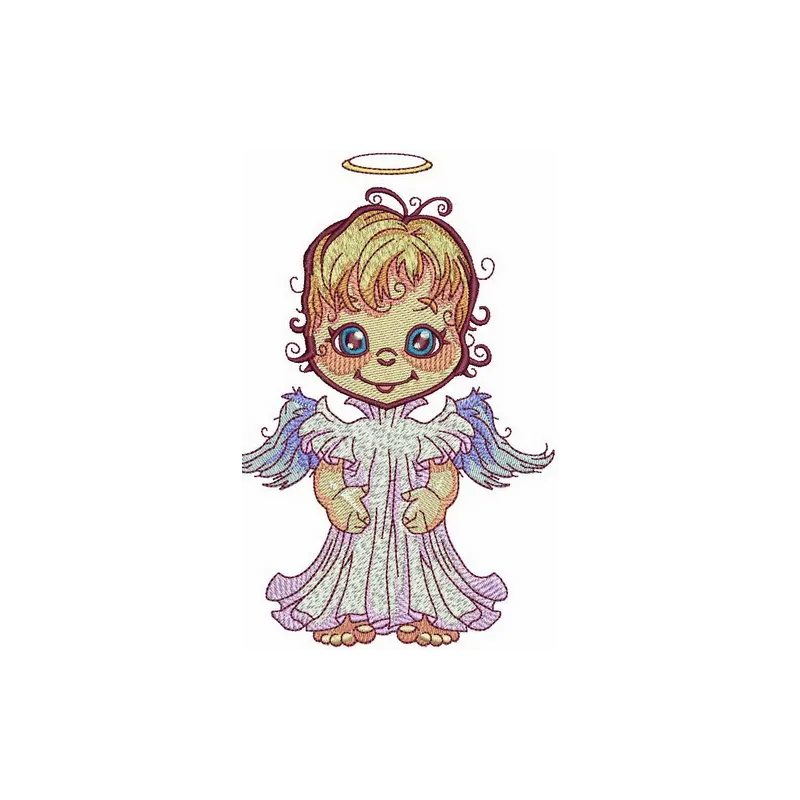 Preview of a cute angel embroidery design featuring delicate details, perfect for embellishing various projects.