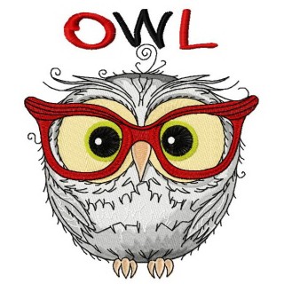 Funny wise owl embroidery design - Embroidery Design