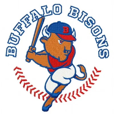 Buffalo Bisons logo 2 embroidery design featuring a detailed baseball emblem for custom stitching projects.