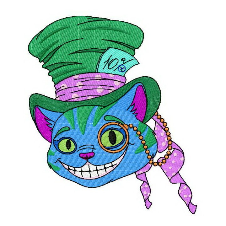 Cheshire cat 7 embroidery design - Embroidery Design
