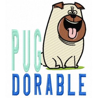 Pug dorable embroidery design - Embroidery Design