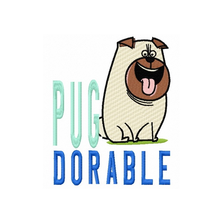 Pug dorable embroidery design - Embroidery Design