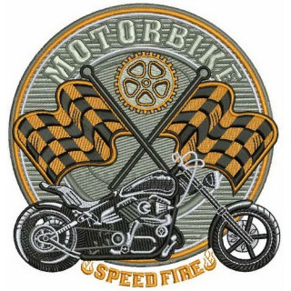 Motobike Speed Fire embroidery design - Embroidery Design