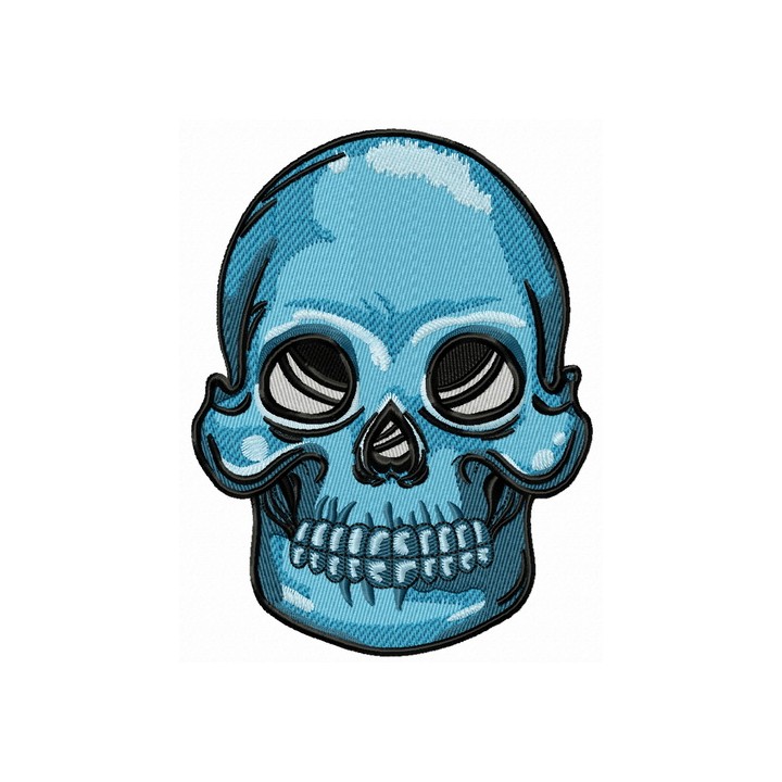 Blue skull embroidery design - Embroidery Design