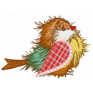 Cute European robin embroidery design - Embroidery Design