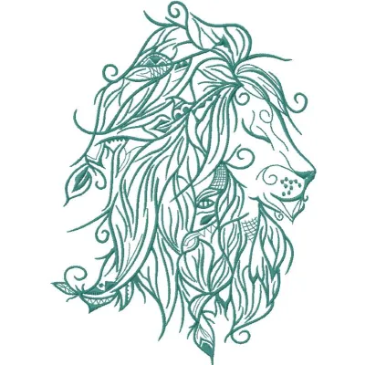 Air Lion embroidery design showcasing a majestic lion in a vibrant and dynamic style, perfect for various projects.